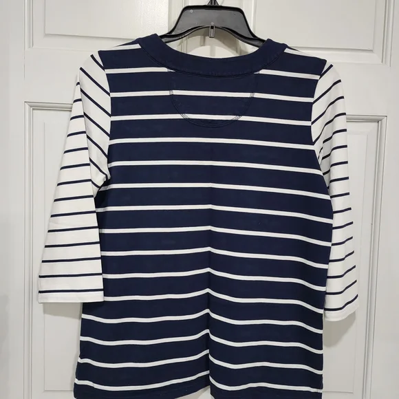 Tommy Bahama Navy & White Striped Lace-Up Top - Picture 4 of 7